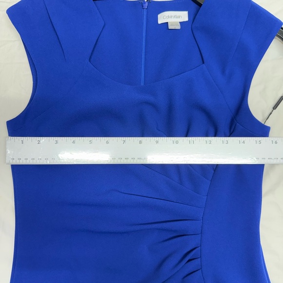 NWT Calvin Klein Royal Blue Midi Dress - Flattering Ruched side - Picture 5 of 8